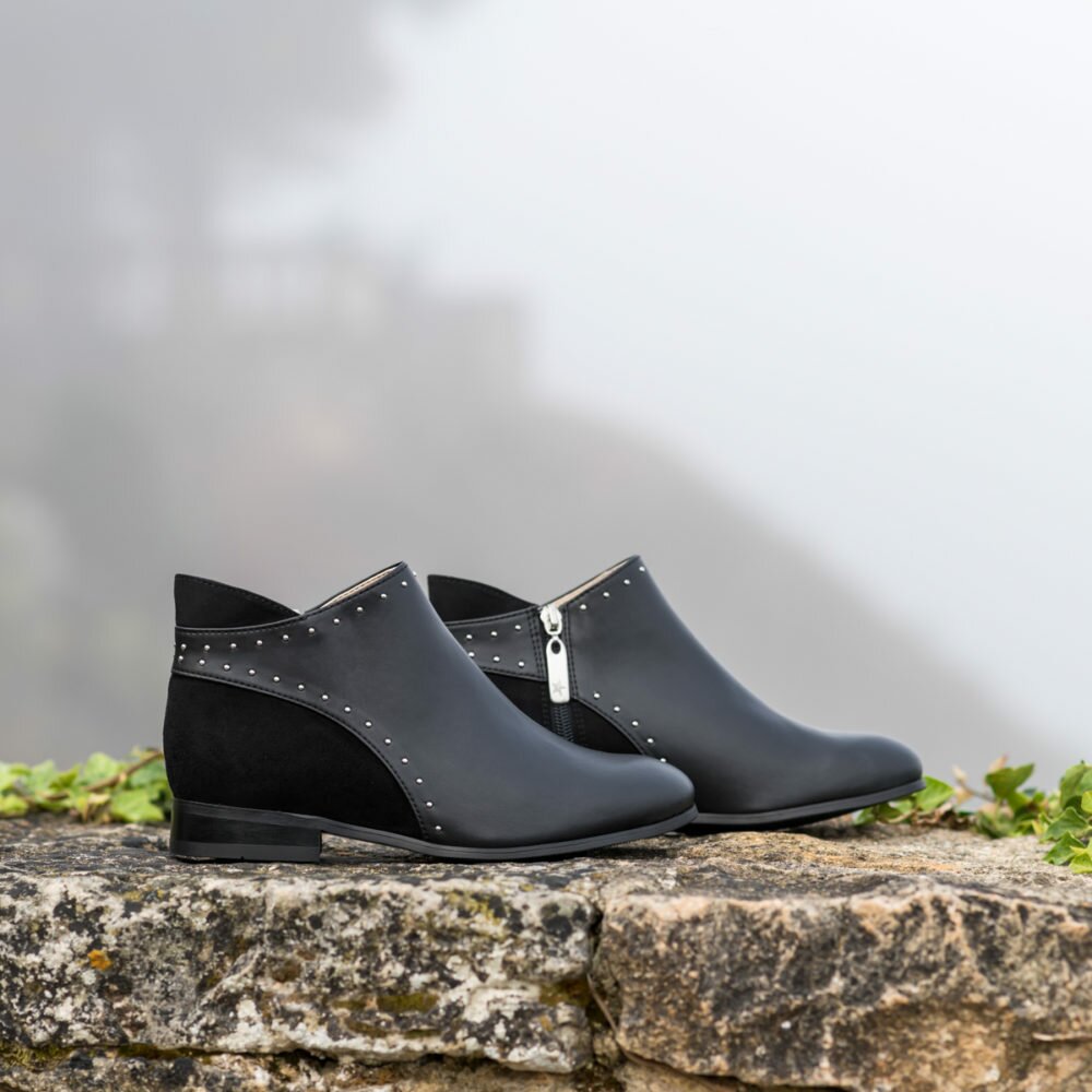 Bottines noires vegan écologiques d'occasion Farfadet l'Aurore par Minuit sur Terre