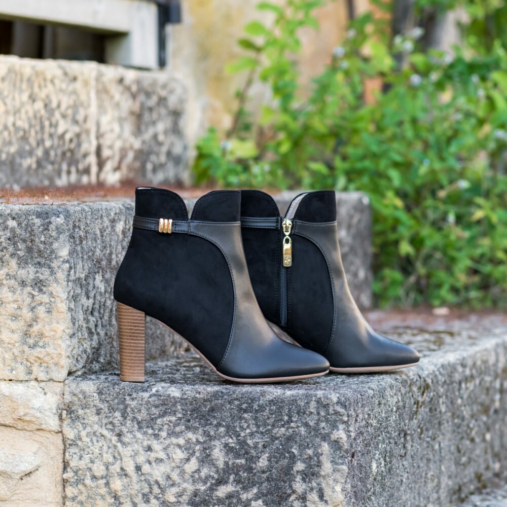 Bottines à talon noires femme vegan écologiques d'occasion Phoenix Minuit sur Terre