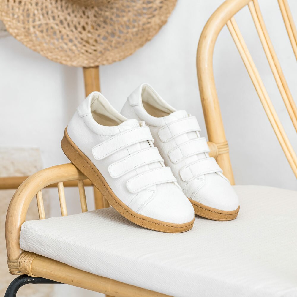 Baskets à scratch écru vegan écologiques d'occasion Pinède l'Aurore par Minuit sur Terre